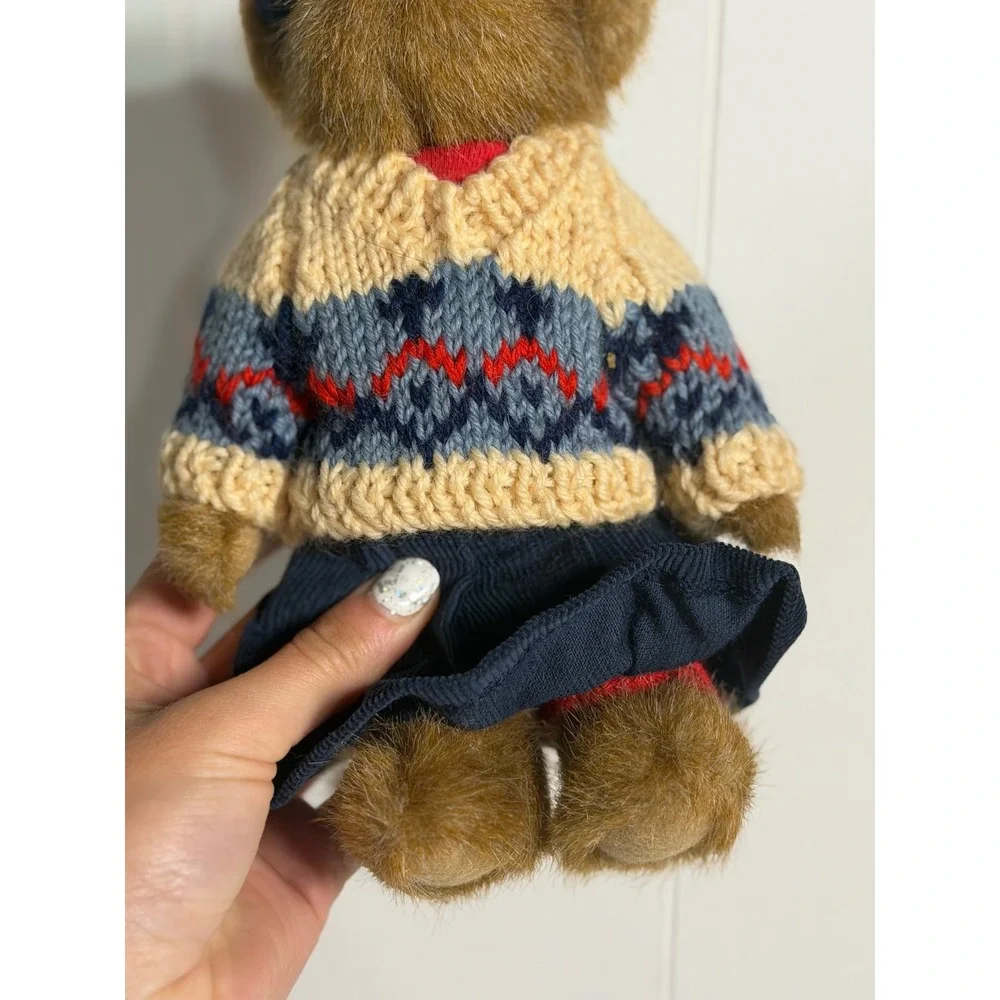 VTG Boyds Bears Leisel L Burrbrun Plush Bear Brown Knit Sweater Corduroy Skirt